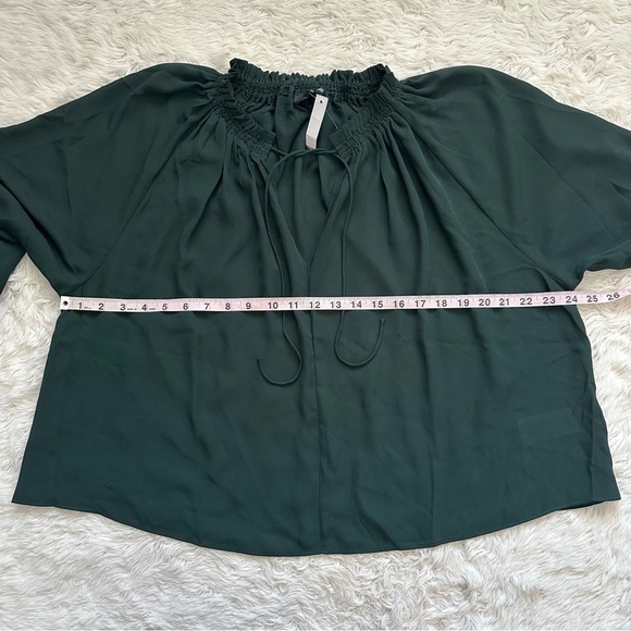 Madewell Blouse Long-Sleeve Tie-Neck Top Semisheer Luxury Forest Green M NWT New - Picture 10 of 12